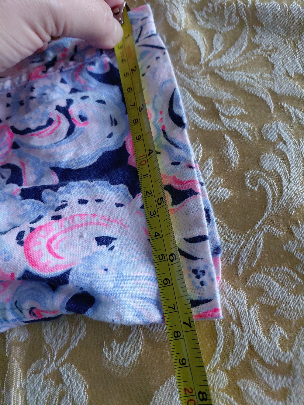 Lilly Pulitzer Linen  Beach Pants  Blue Pink Coastal Print Pull-On Casual Resort - Picture 4 of 12